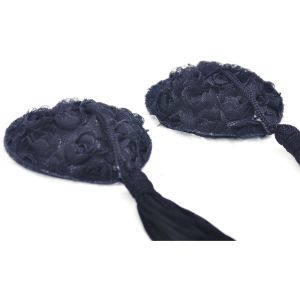 Black Lace Rose Nipple Tassels