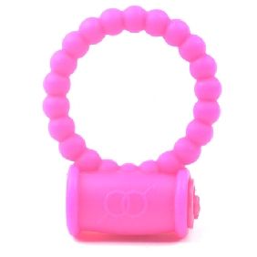 Beaded Pink Color Silicone Vibrating Cock Ring