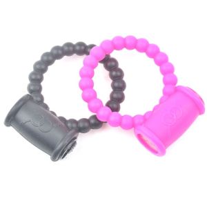Beaded Pink Color Silicone Vibrating Cock Ring