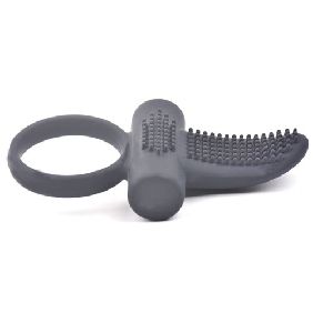 Black Color Silicone Vibrating Cock Ring with Tongue