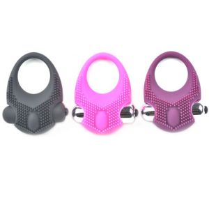 Purple Color Silicone Vibrating Cock Ring with Clitoral Stimulator