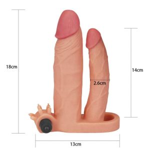 Add 1" Vibrating Double Penis Sleeve 18cm
