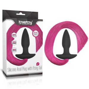 Silicone Anal Plug with Pony Tail, red (10.8cm-33cm)