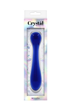CRYSTAL GLASS PLEASURE WAND BLUE 17.2cm