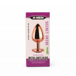 X-MEN Secret Shine Metal Butt Plug Rose Gold Heart M (8.2cm)