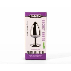 X-MEN Secret Shine Metal Butt Plug Black M (8.4cm)