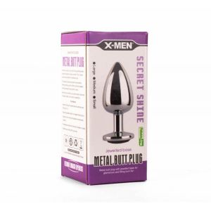 X-MEN Secret Shine Metal Butt Plug Black M (8.4cm)