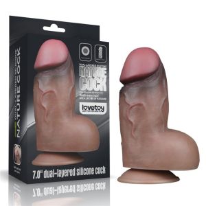 7" Dual-Layered Silicone Nature Cock Brown (18 x 6.6cm)