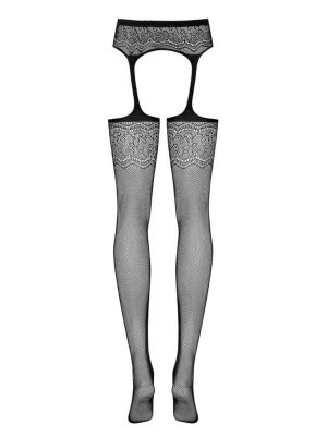 Garter stockings S207 Obsessive, black - XL/XXL
