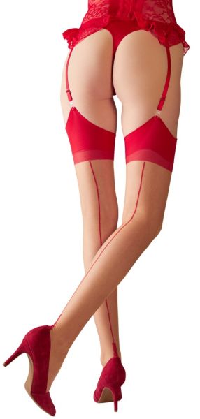 Stockings skin/red, Cotelli Legwear - L (4)