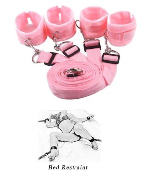 Bed Restraint Set Hands And Feet, Pink