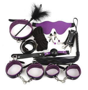 BDSM Kit Pleasure Pack, 10 Piece, Black/Purple