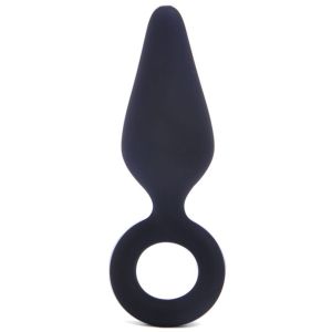  Big Size Black Silicone Anal Plug with Ring